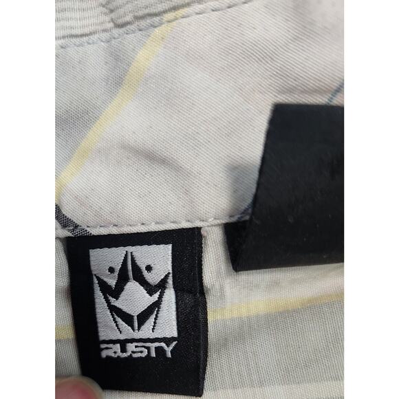 Rusty Men’s XXL Plaid Short Sleeve Shirt – White Black Y2K Surf Style - Picture 9 of 9